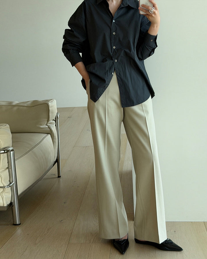 Center Seam Wide Straight Trousers