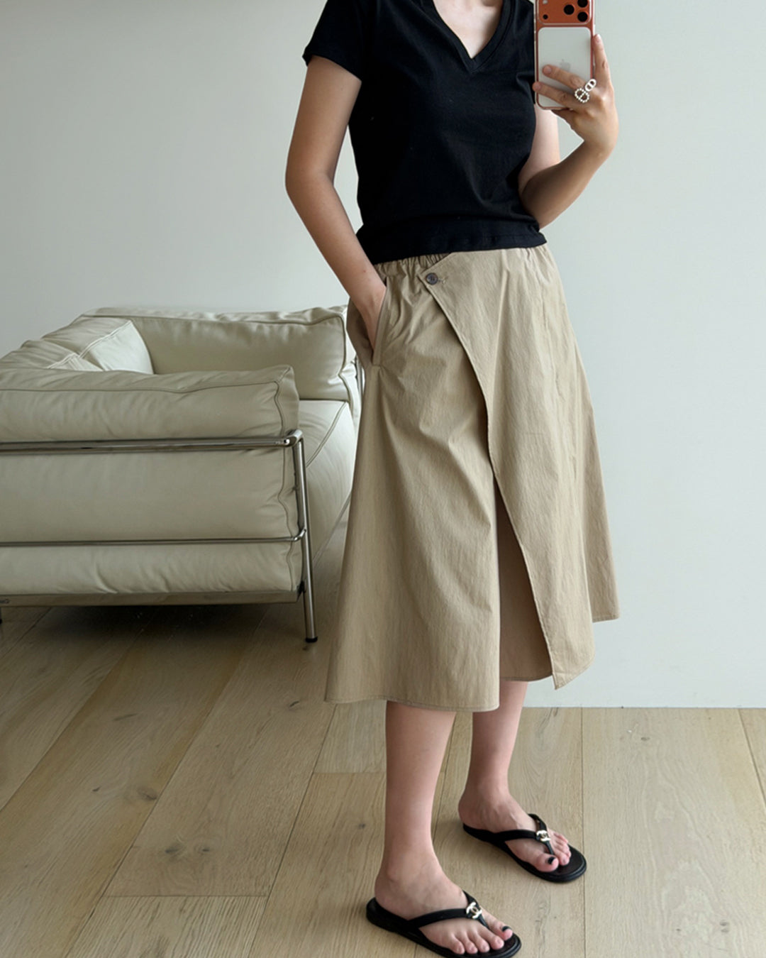 Button Wrap Culotte Pants