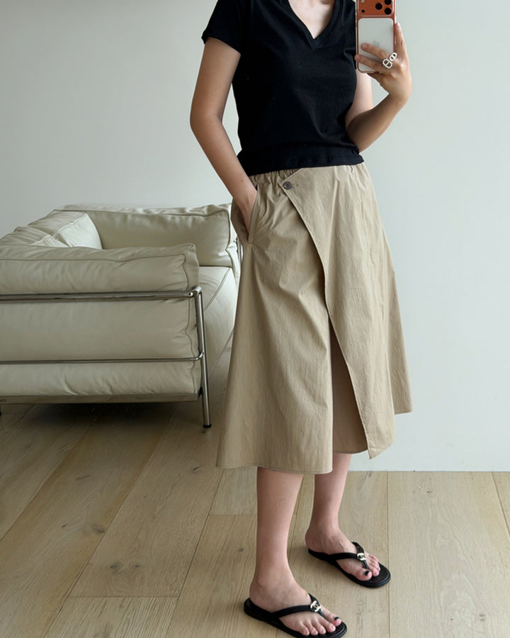 Button Wrap Culotte Pants