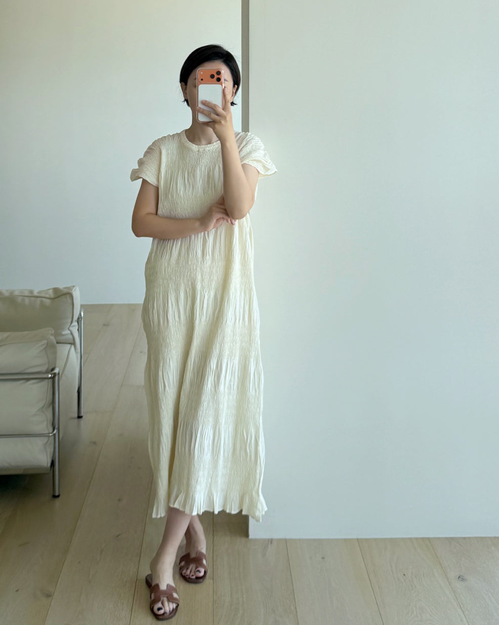 Shirred Wrinkle Tiered Maxi Dress