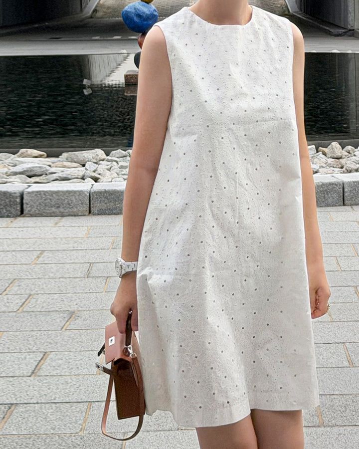 Floral Eyelet Sleeveless Mini Dress
