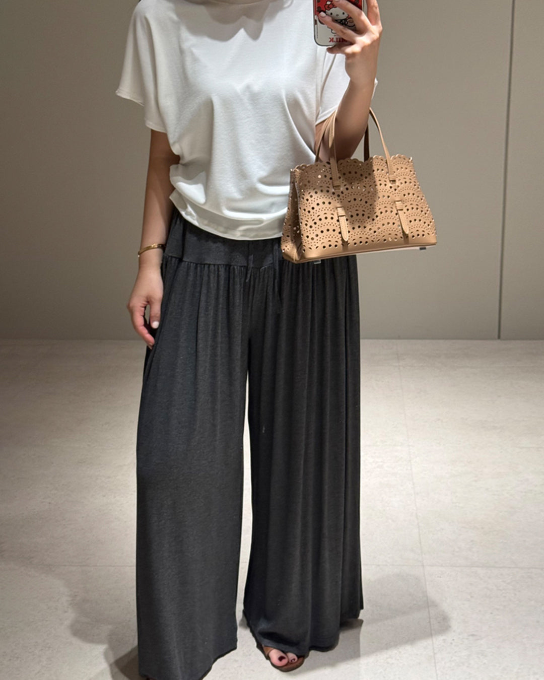 Pleated High-Rise Flowy Wide-Leg Pants