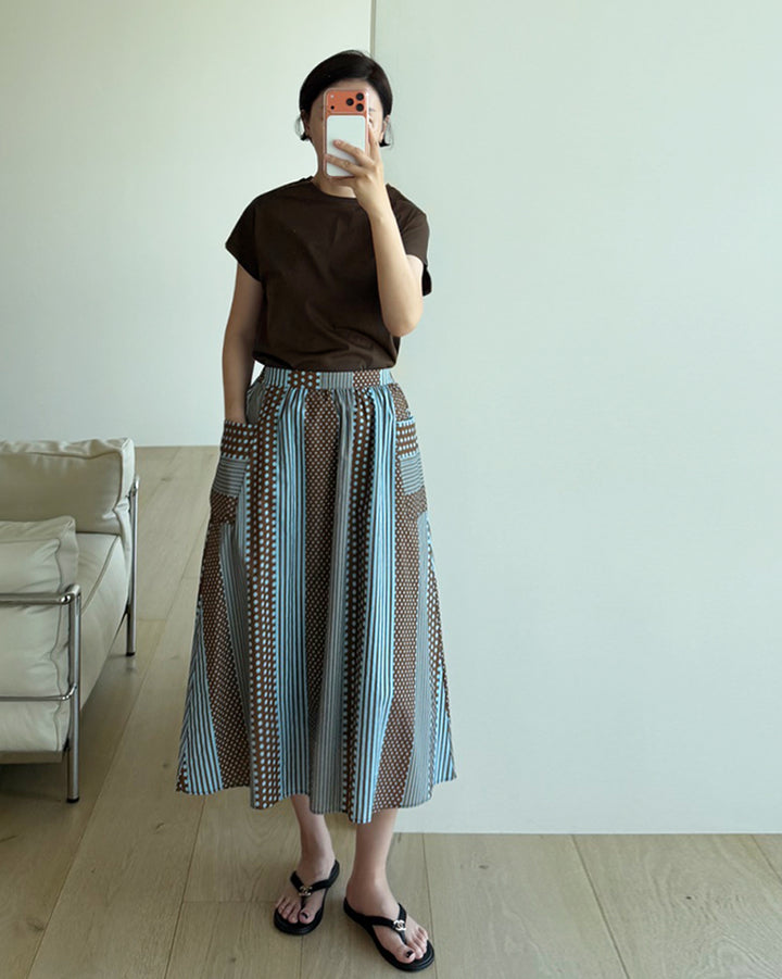 Relaxed Cap-Sleeve Round Neck Tee