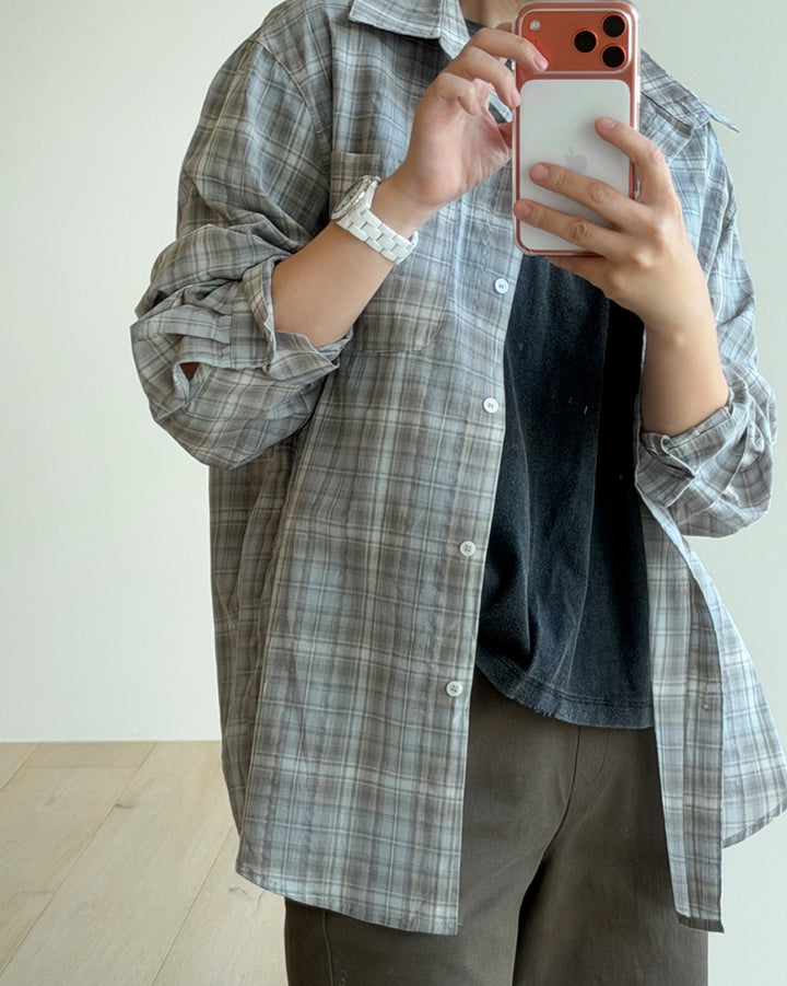 Embroidered Pocket Plaid Button-Down Shirt
