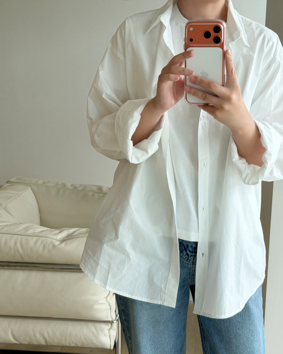 Relaxed Roll-Up Cotton Shirt