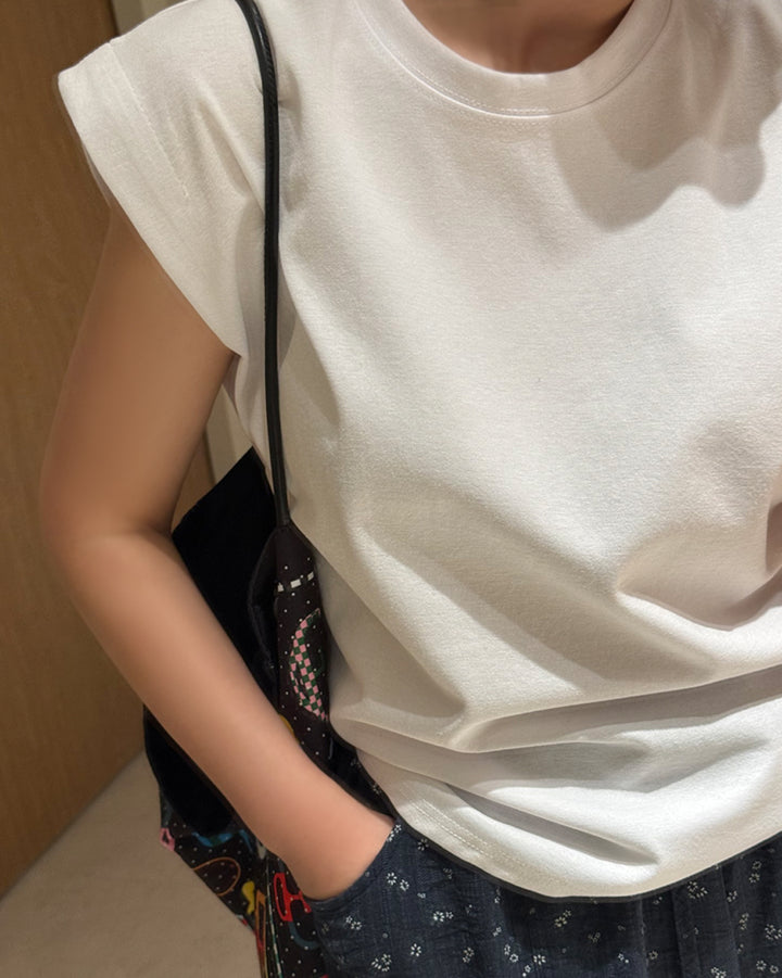 Cap Sleeve Crewneck Essential Top