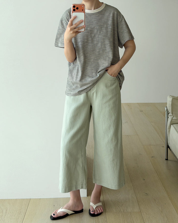 Casual Loose-Fit Striped Tee