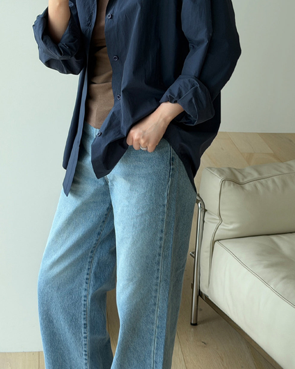 Premium Blend Wide-Leg Classic Denim