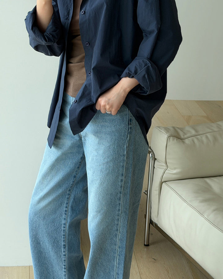 Premium Blend Wide-Leg Classic Denim