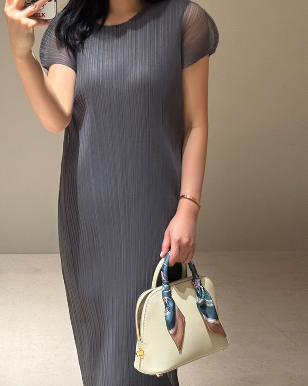 Fine Pleated Sheer Maxi Dress