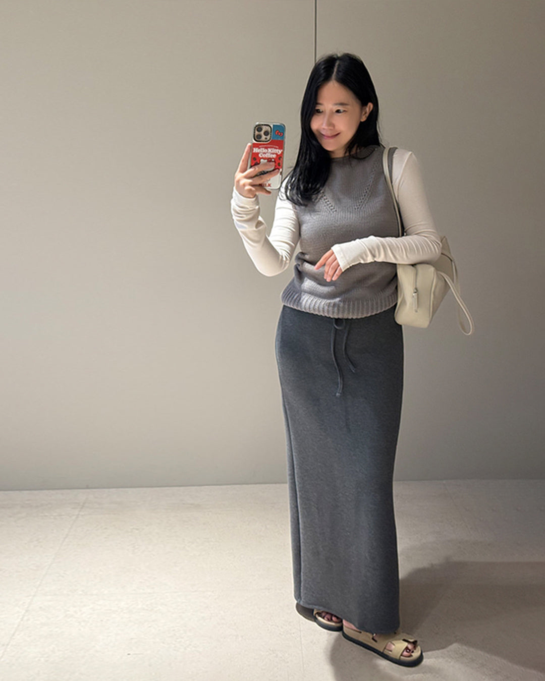 Drawstring Waist Maxi Skirt