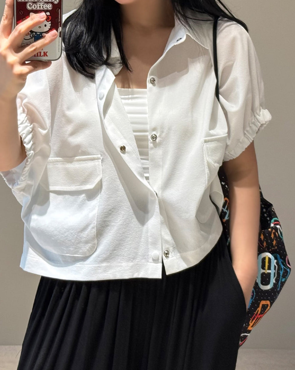 Gathered Short Sleeve Cropped Jacket