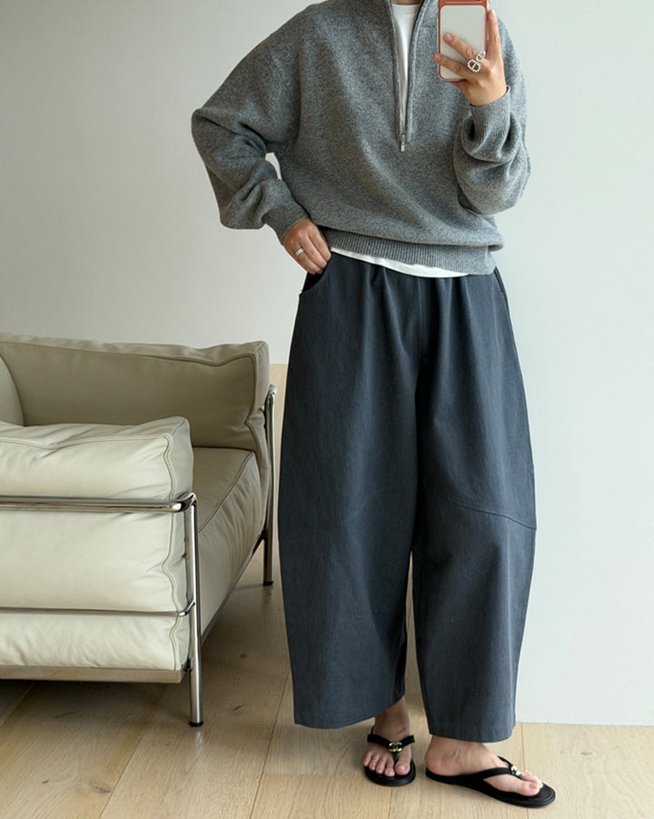 カシミヤ ハーフジップ レイヤリングニット