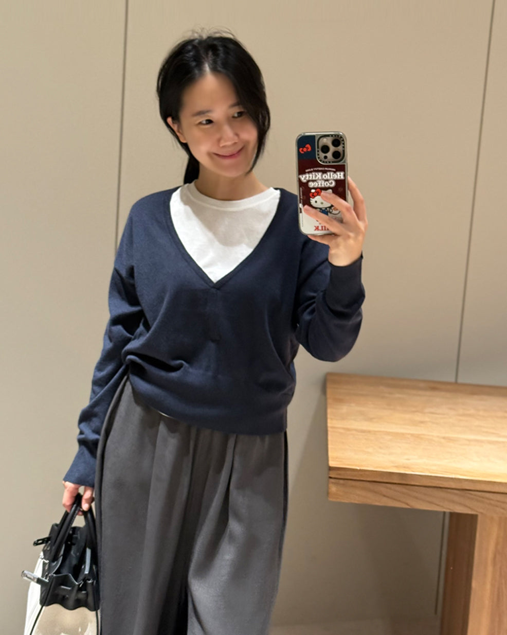 Deep V-Neck Oversized Knit Sweater