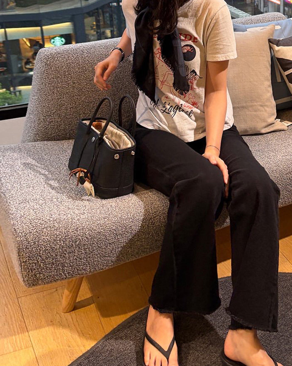 Soft Washed Black Slight Flare Jeans