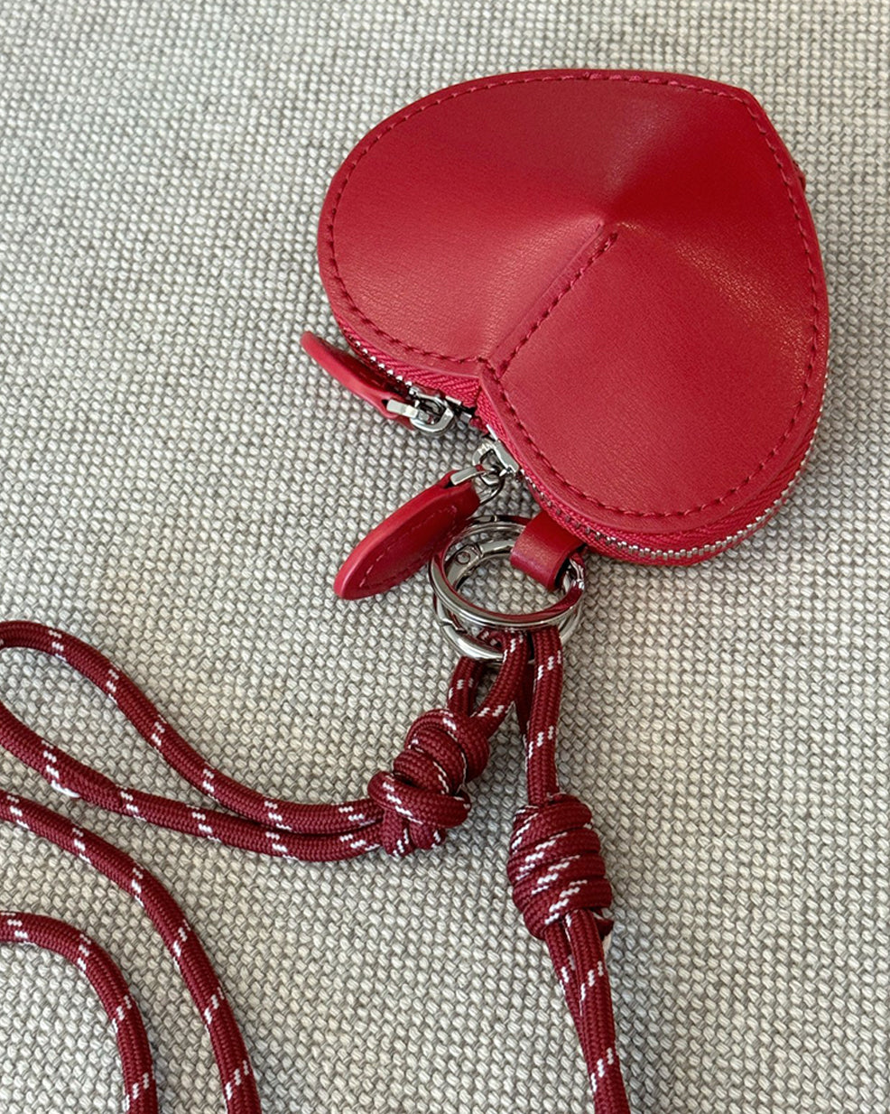 Heart Leather Mini Pouch Charm