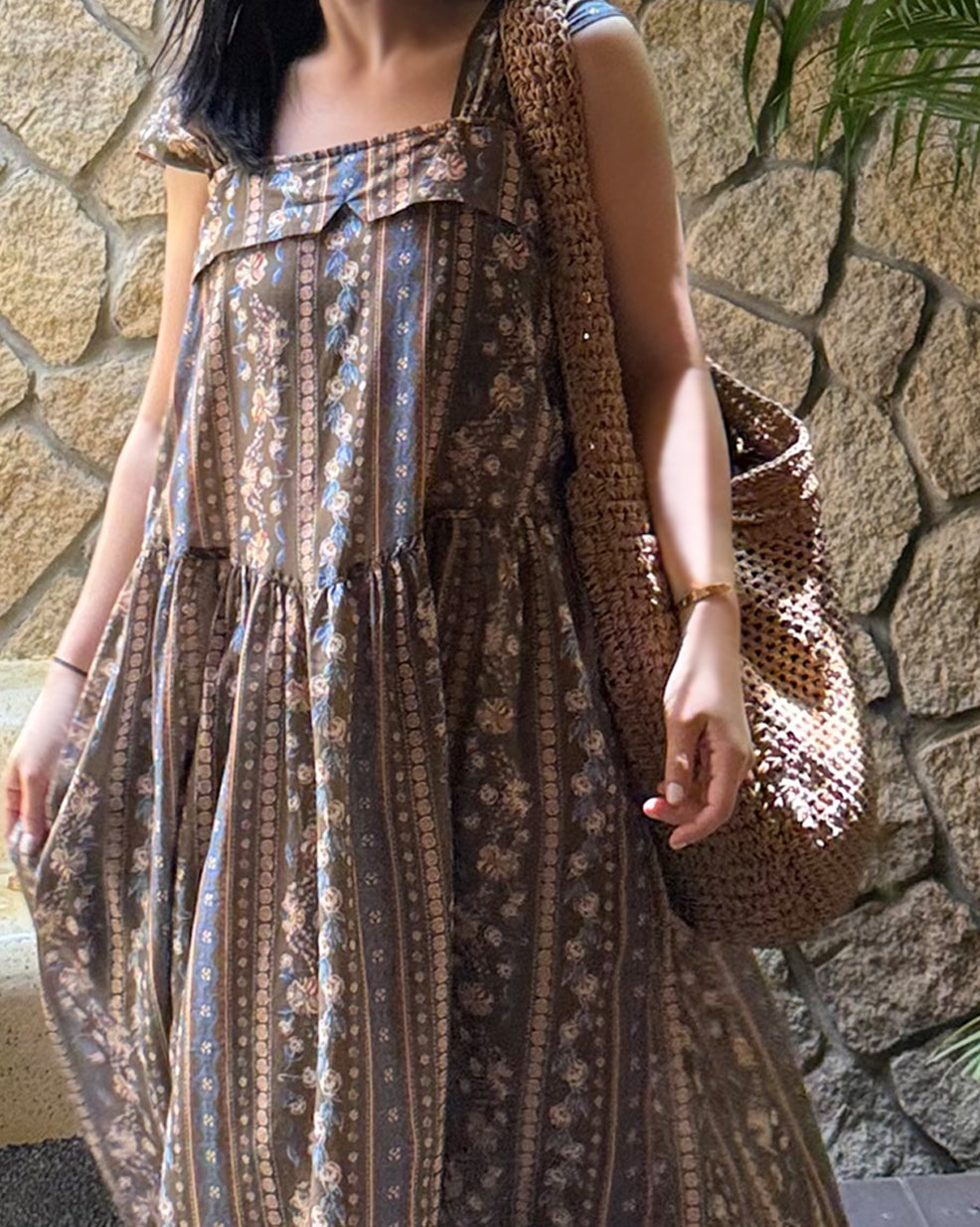 Ethnic Floral Flap Maxi Dress