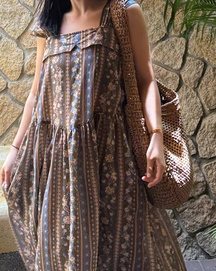 Ethnic Floral Flap Maxi Dress