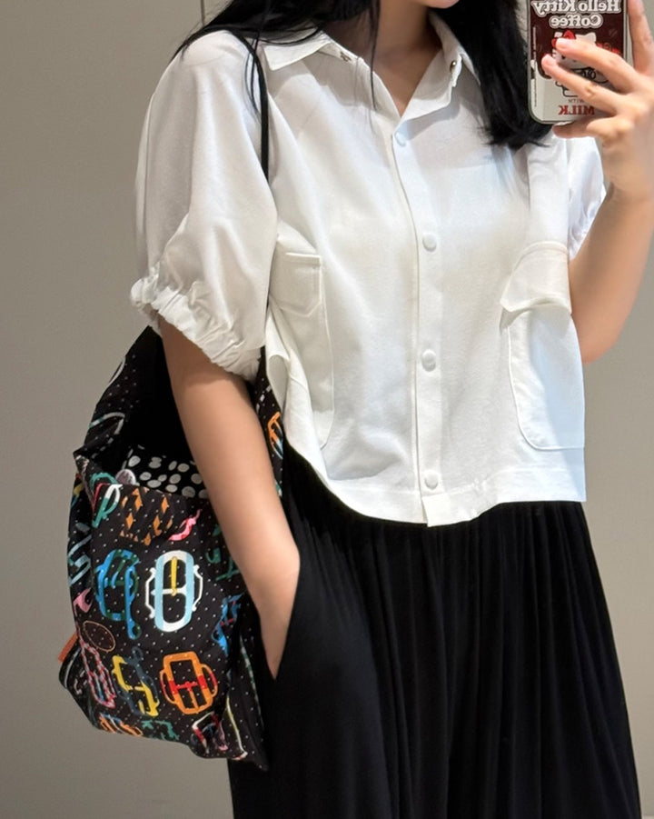 Graphic Printed Shoulder Tote Bag