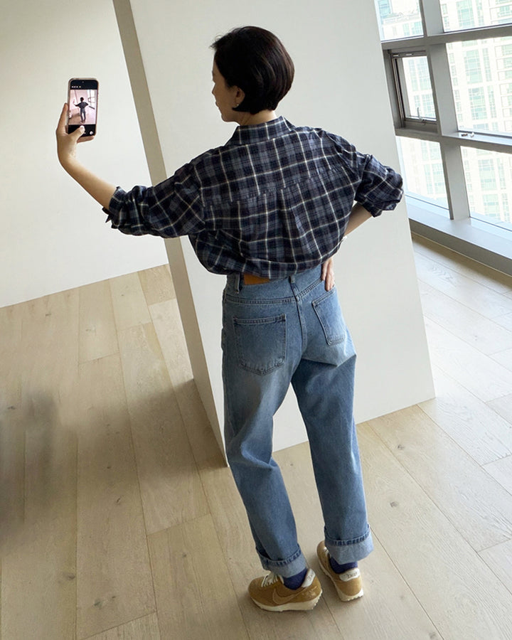 High-Waist Wide Straight Jeans