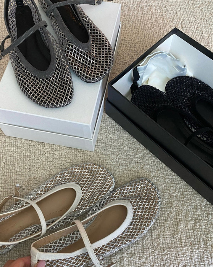 Rhinestone Mesh Mary Jane Flats