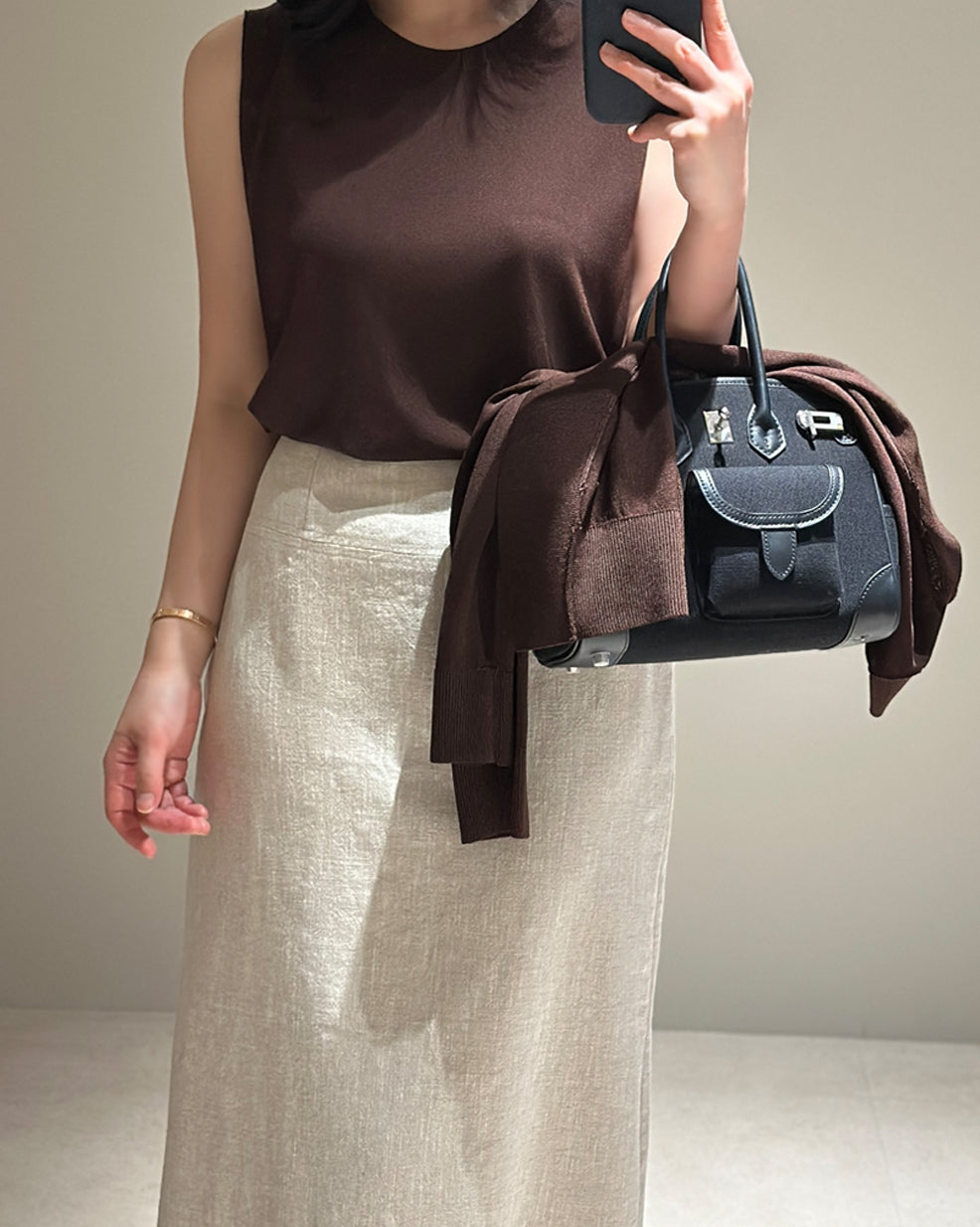 Sleeveless Knit &amp; Open Cardigan Set