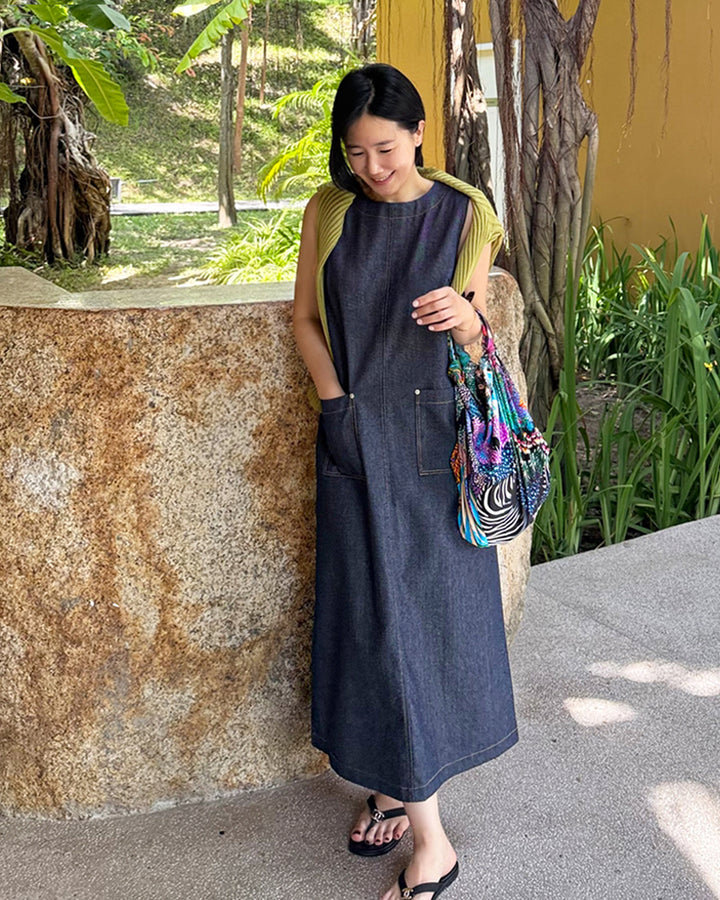 Cotton Blend Sleeveless Maxi Dress