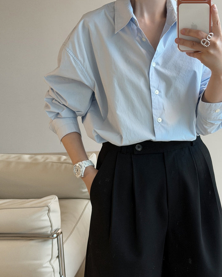 Loose Fit Cotton Button-Down Shirt