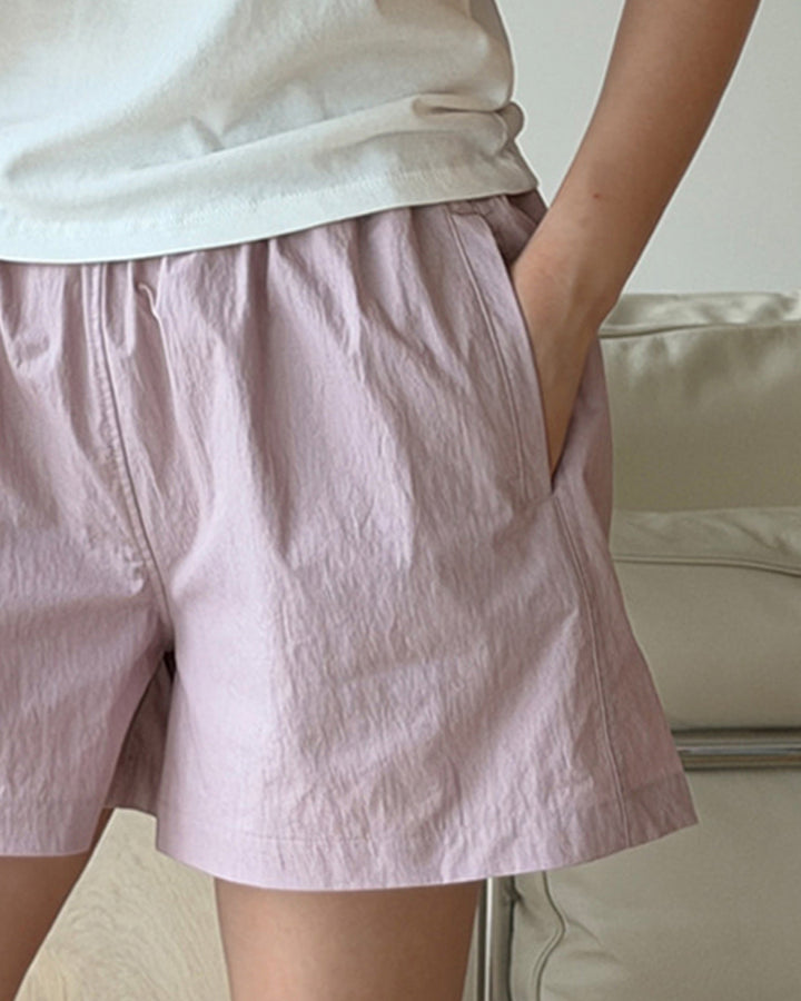 Casual Crinkle Nylon-Blend Shorts