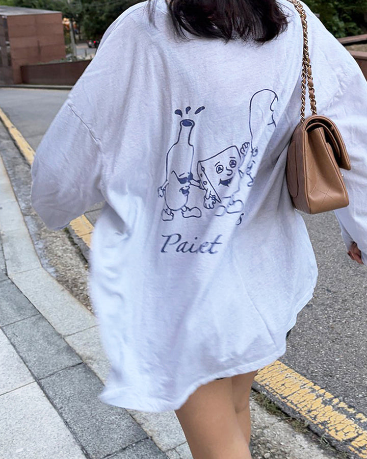 Back Graphic Oversized Long Sleeve T-Shirt