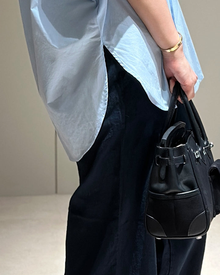 Minimalist Roll-Up Sleeve Cotton Shirt