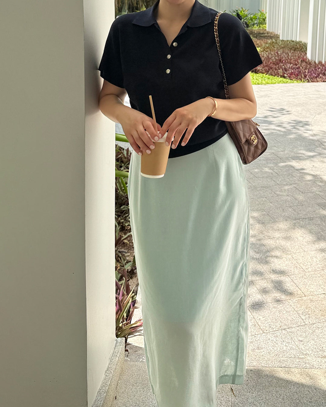 Short Sleeve Polo Knit Top