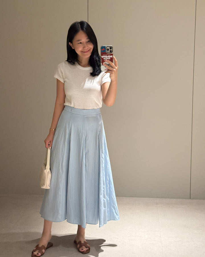 Crinkle Flared Maxi Skirt