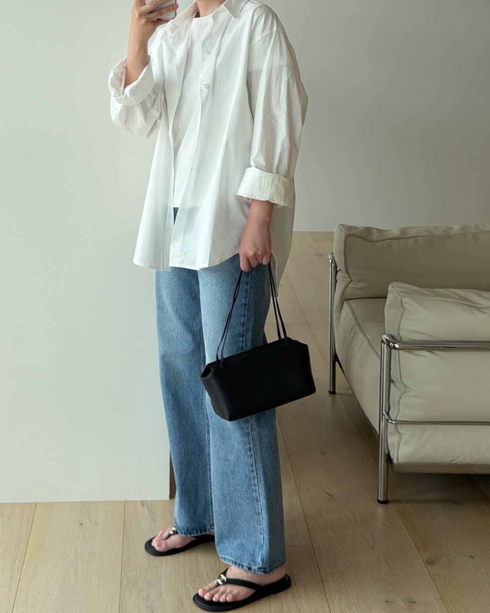 Relaxed Roll-Up Cotton Shirt