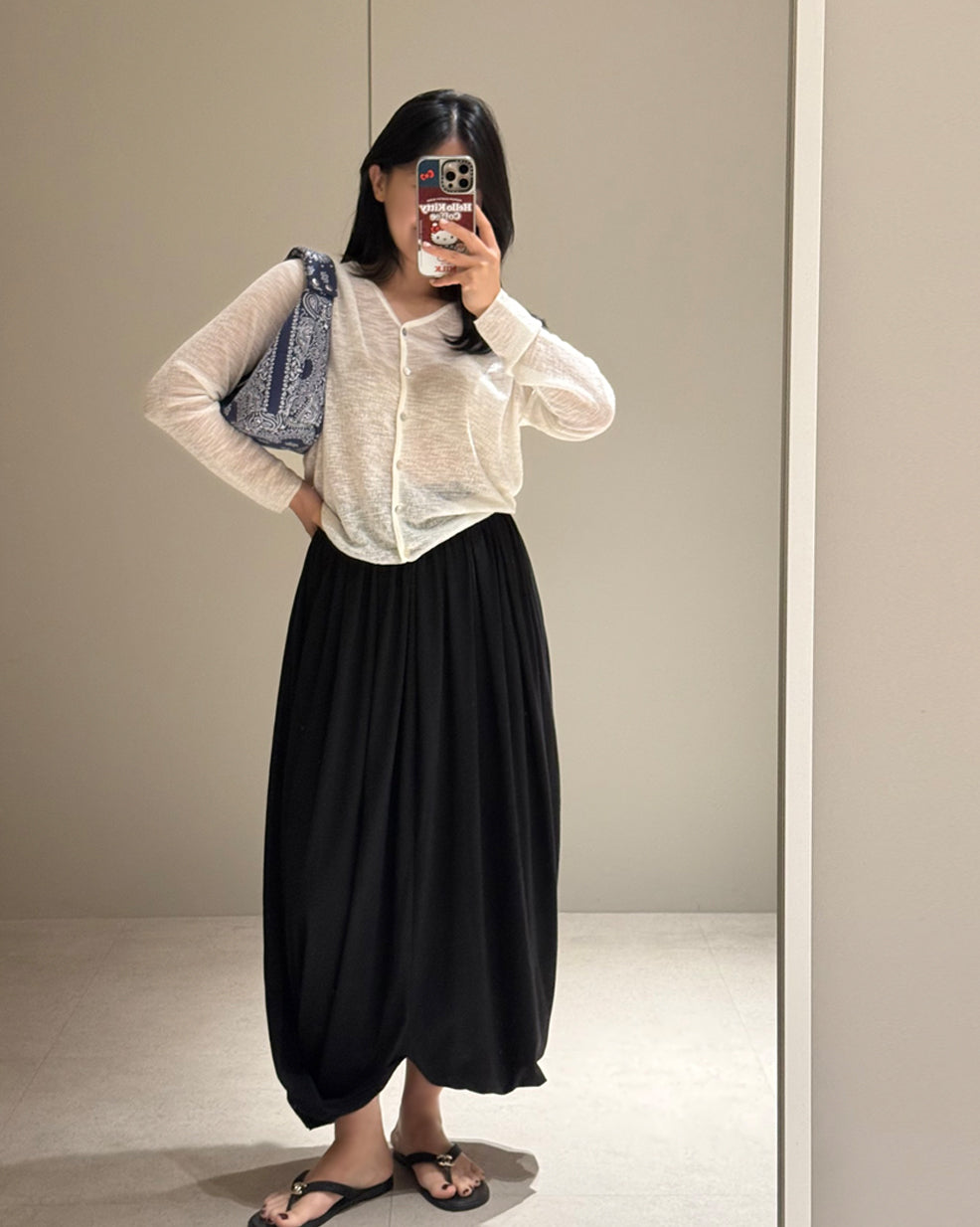 Sheer Knit Long Sleeve V-Neck Cardigan