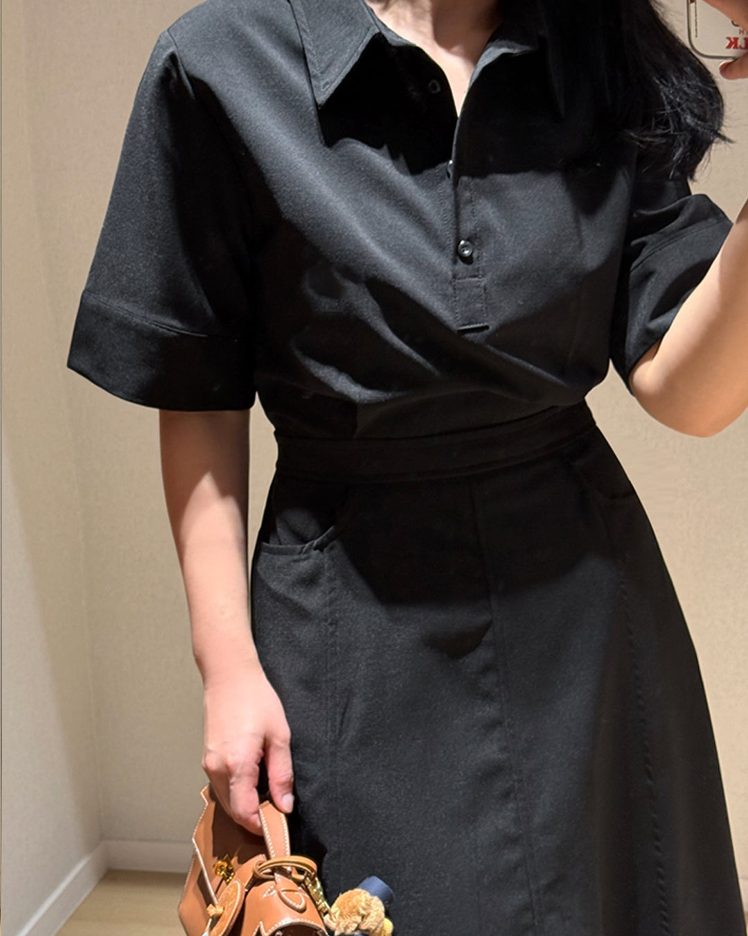 Classic Polo Collar A-Line Midi Dress