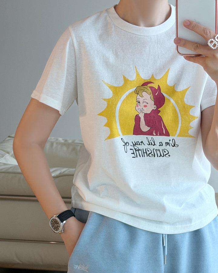 Retro Sunshine Graphic Short Sleeve Shirt