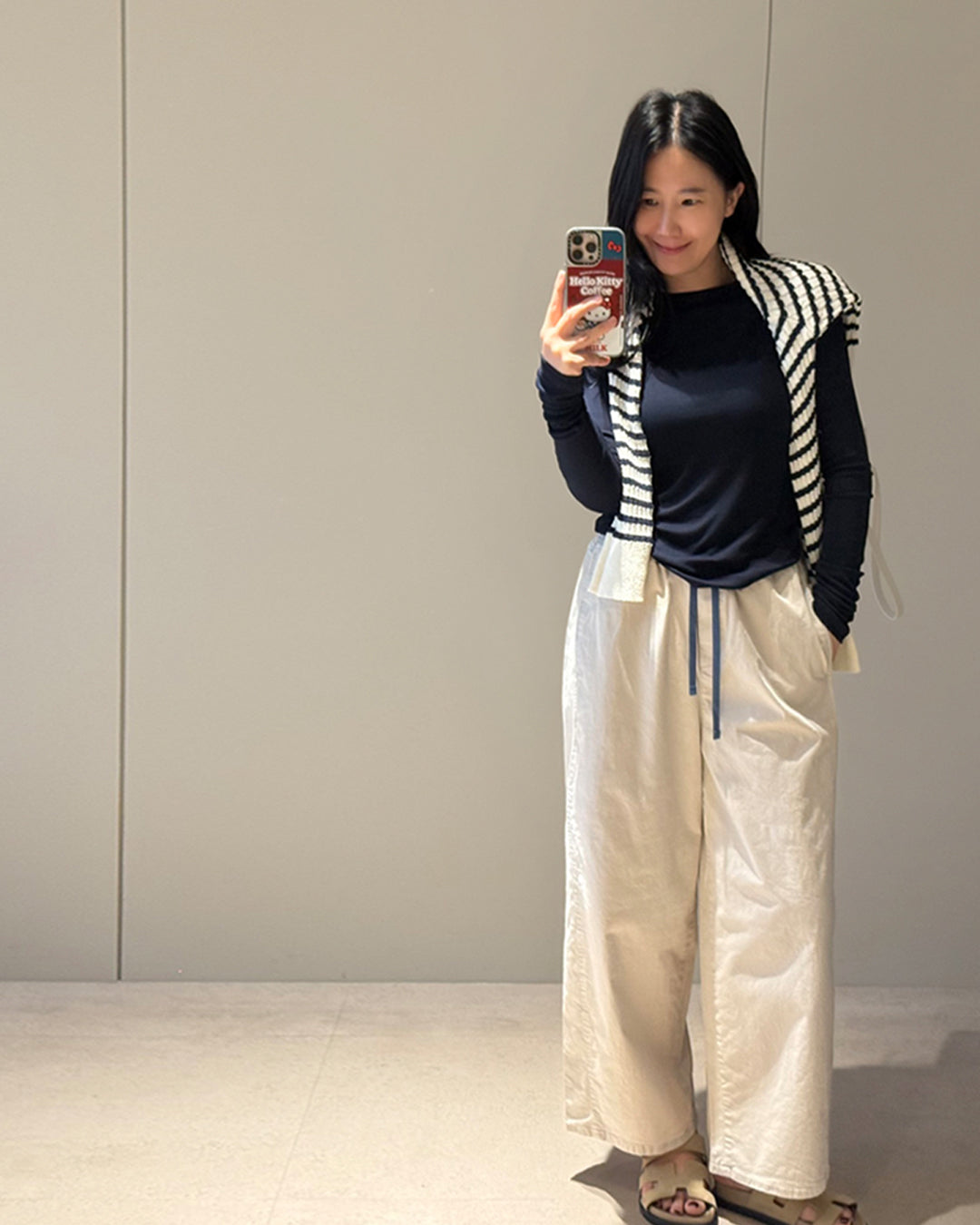 Contrast Stitch Easy Pants