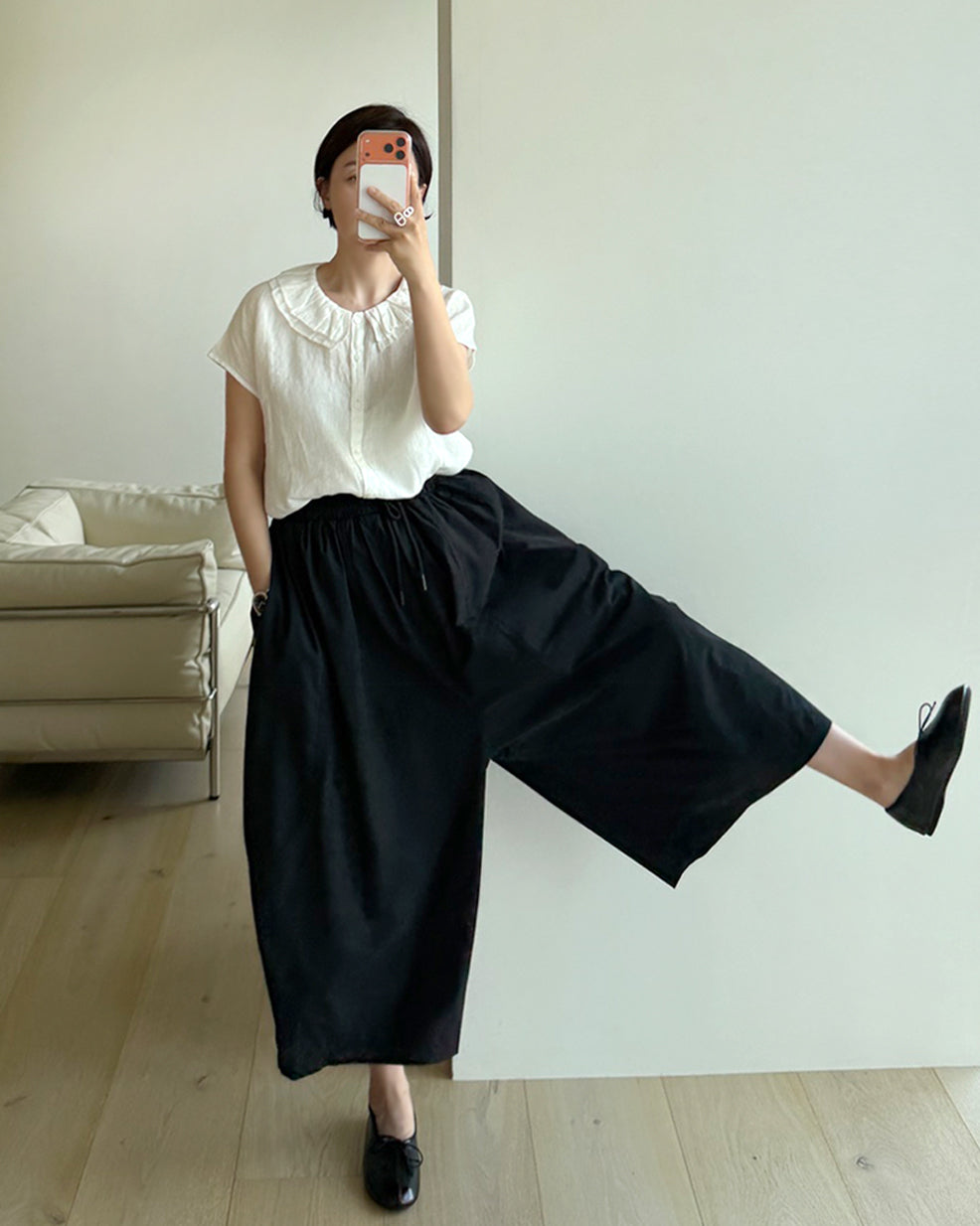 Wide-Leg Elastic Waist Culottes