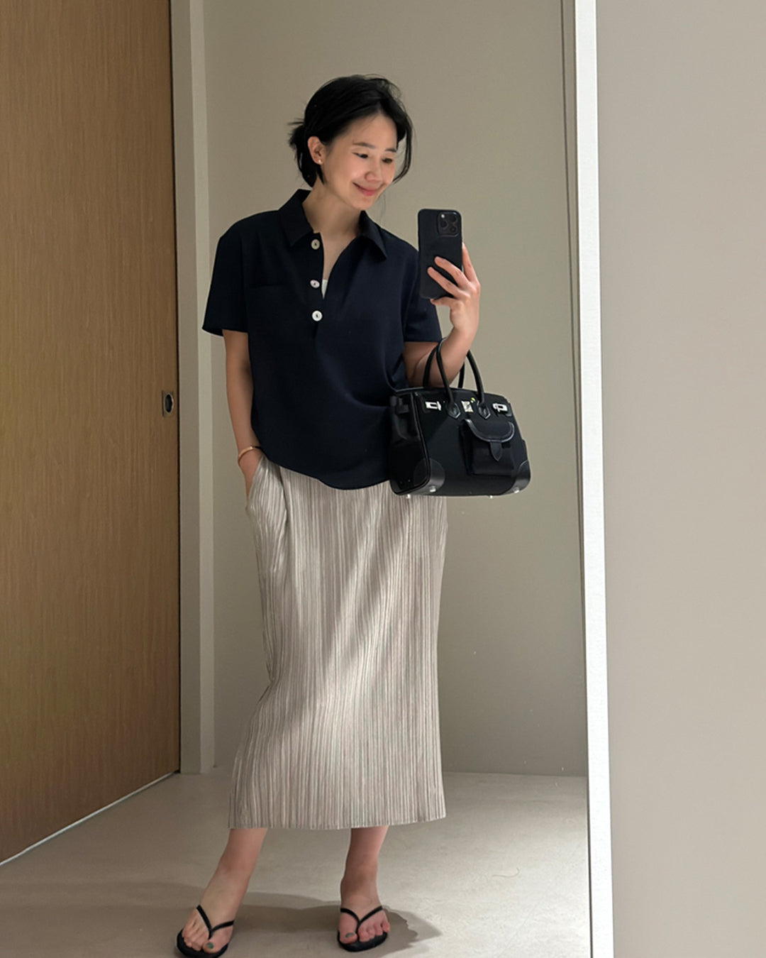 Shimmer Pleated Elastic Maxi Skirt