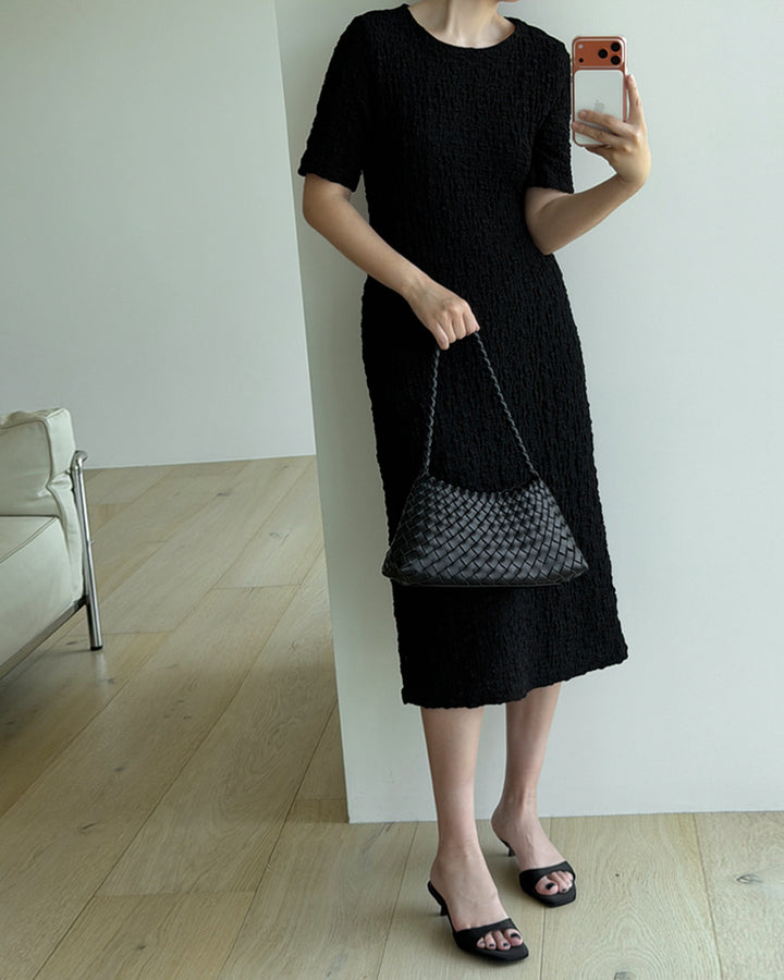 Crinkle Textured Midi/Maxi Dress