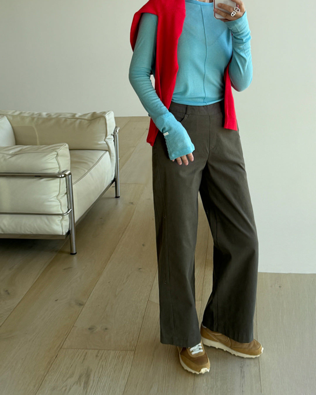 Sheer Center Seam Long Sleeve Tee