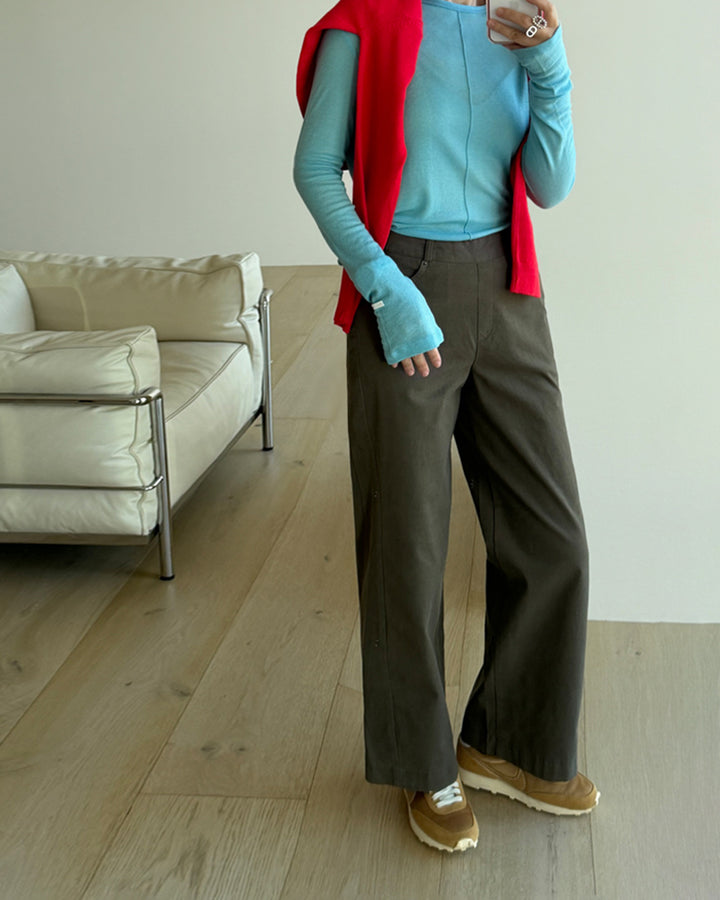Sheer Center Seam Long Sleeve Tee