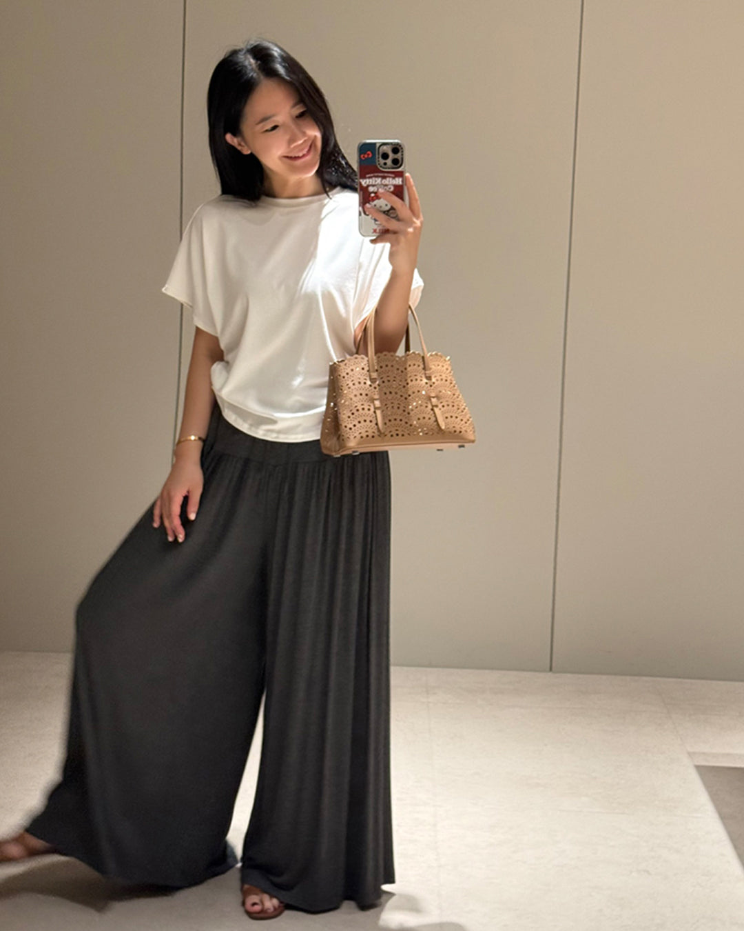 Pleated High-Rise Flowy Wide-Leg Pants