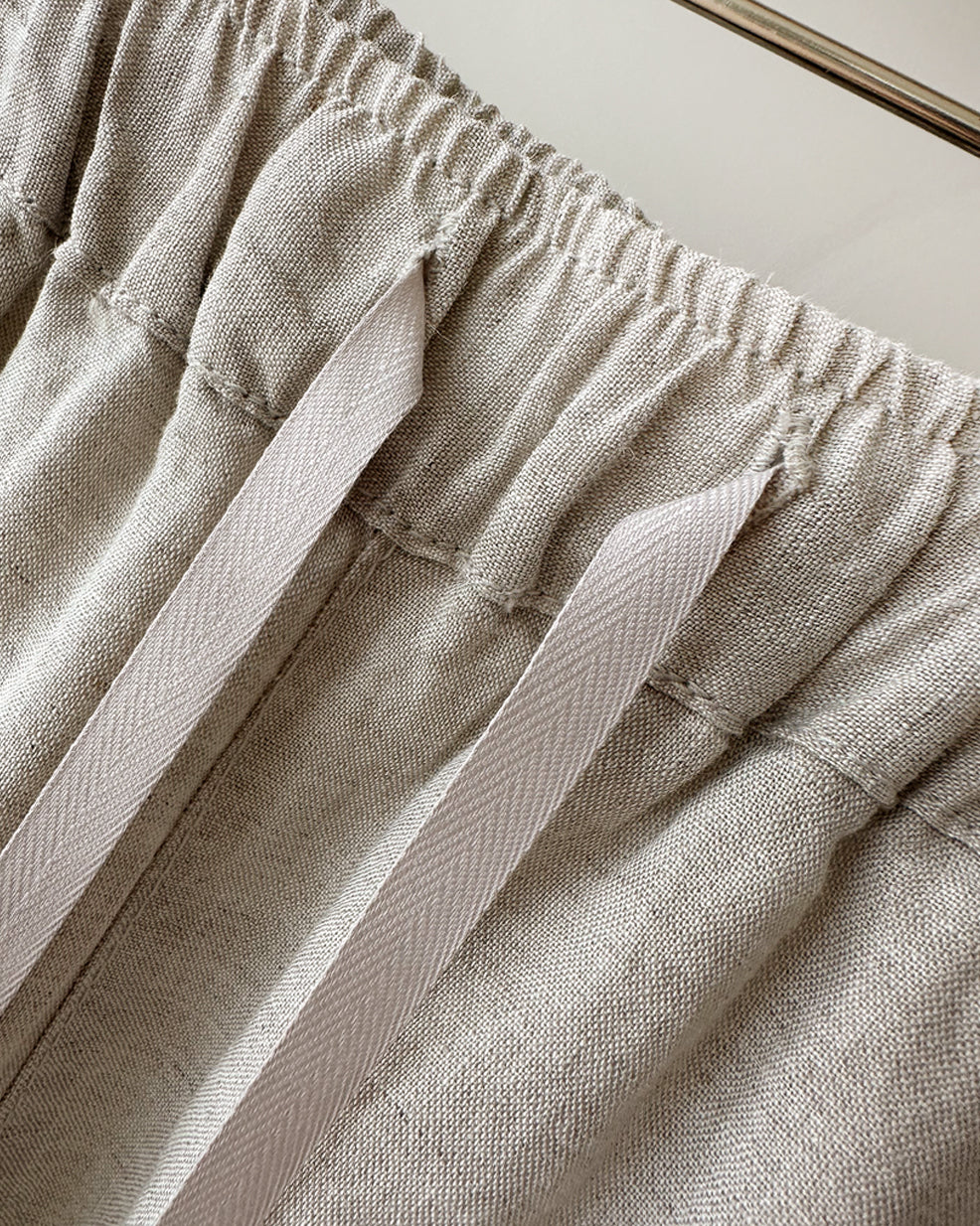 Linen Wide Leg Trousers with Drawstring