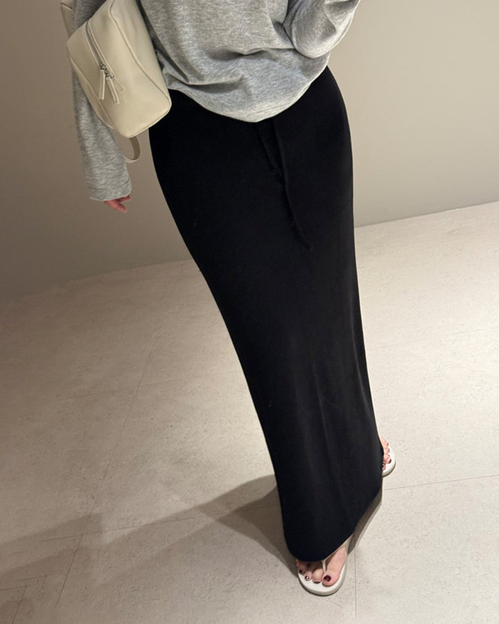 Drawstring Waist Maxi Skirt