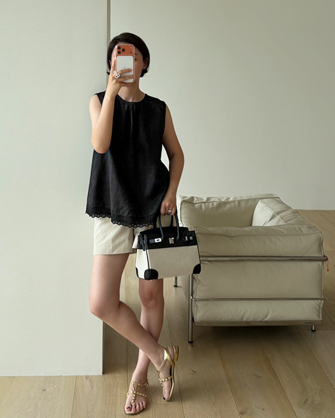 Linen Eyelet Lace Sleeveless Top
