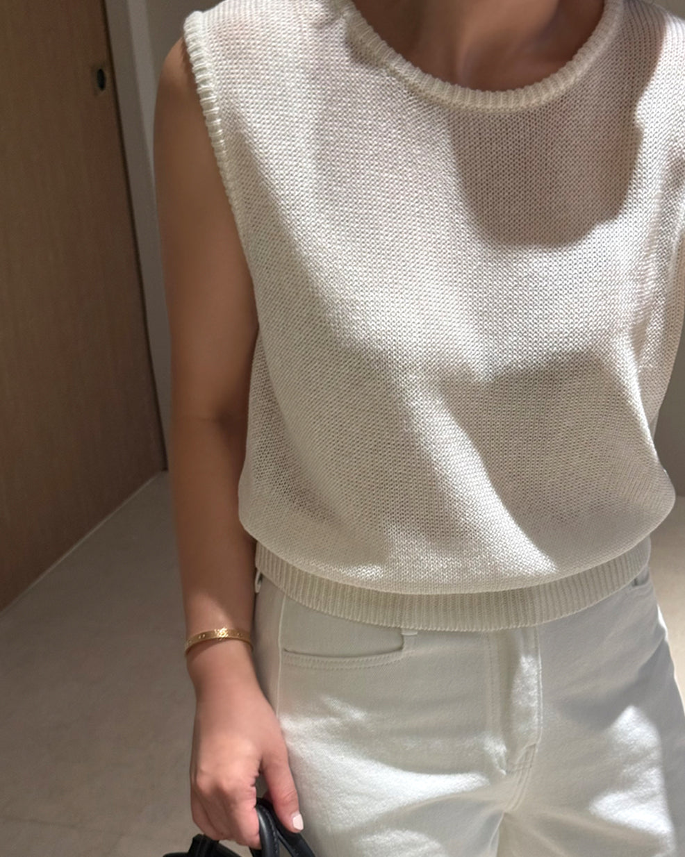 Sheer Silk Blend Knit Vest