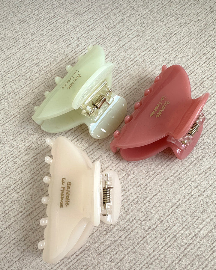 French Lettering Acetate Hair Claw Clip