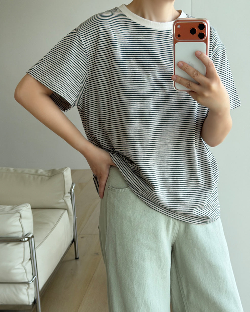 Casual Loose-Fit Striped Tee